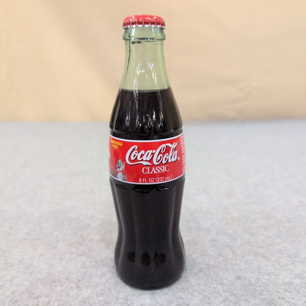 Vintage 1999 Coca-Cola Classic Christmas 8oz Glass Bottle Santa Claus Unopened - Picture 1 of 6